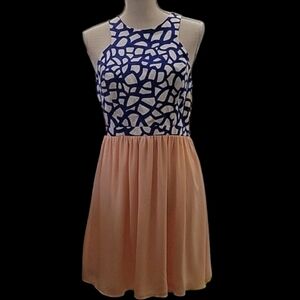 Jealous Tomato Chic Blue and Peach Halter Top Dress